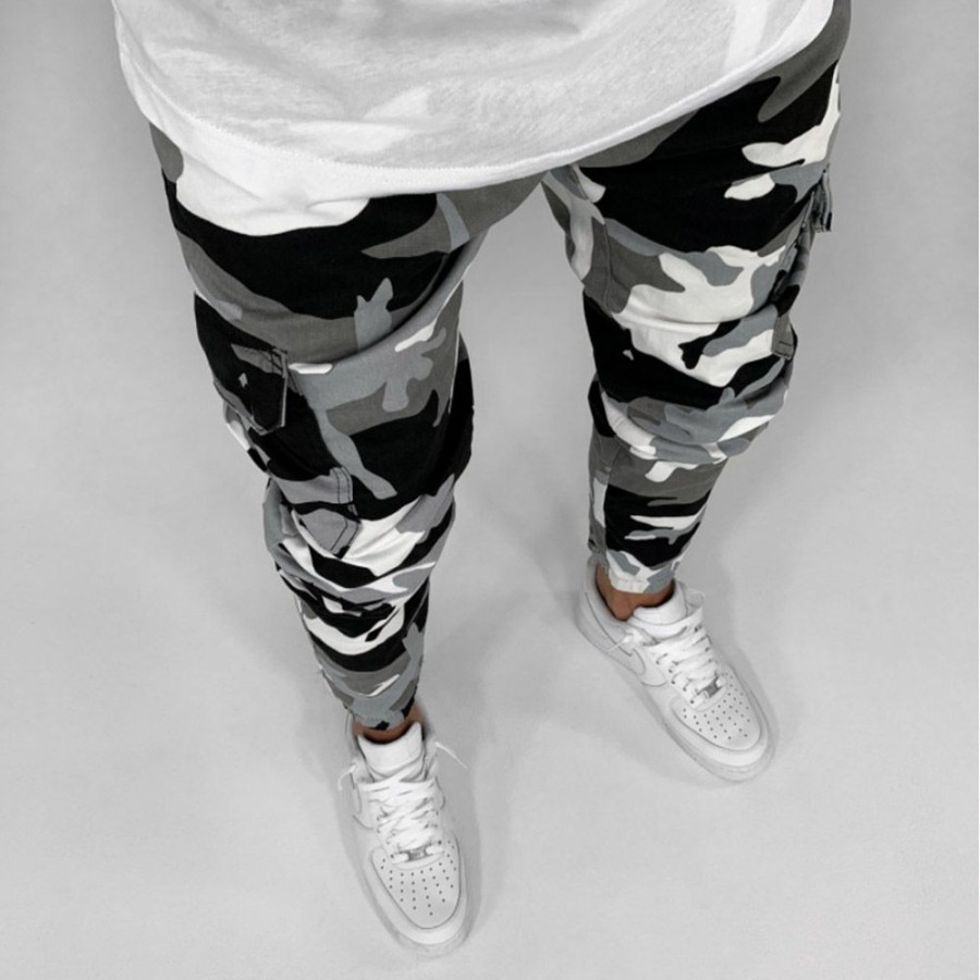 Men ericdress | Ericdress Pencil Pants Camouflage European Men'S Jeans Gray