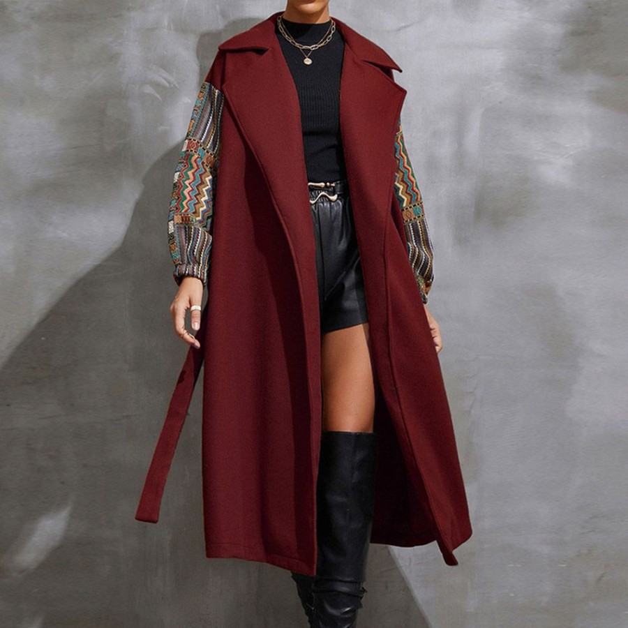 Women ericdress | Ericdress Loose Patchwork Lapel Winter Overcoat