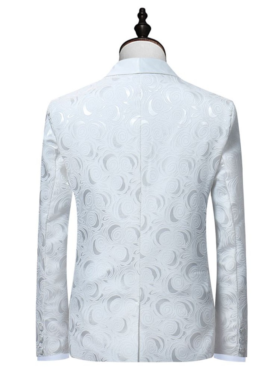 Men ericdress | Ericdress Print Fit Men'S Suit White