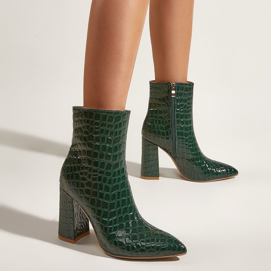 Boots ericdress | Ericdress Plain Side Zipper Chunky Heel Pu Boots