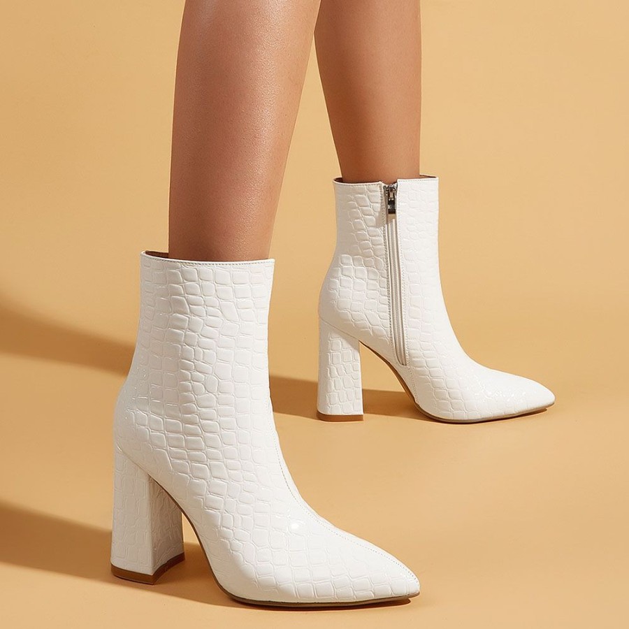 Boots ericdress | Ericdress Plain Side Zipper Chunky Heel Pu Boots