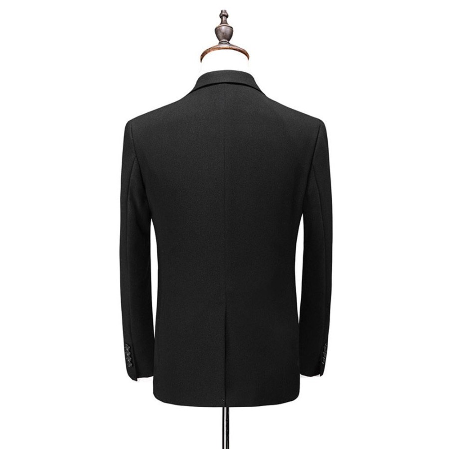 Men ericdress | Ericdress Plain One Button Mens 3 Pieces Casual Business Dress Black