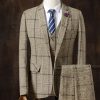 Men ericdress | Ericdress Plaid Three Pieces Plaid Vogue Slim Men'S Suit