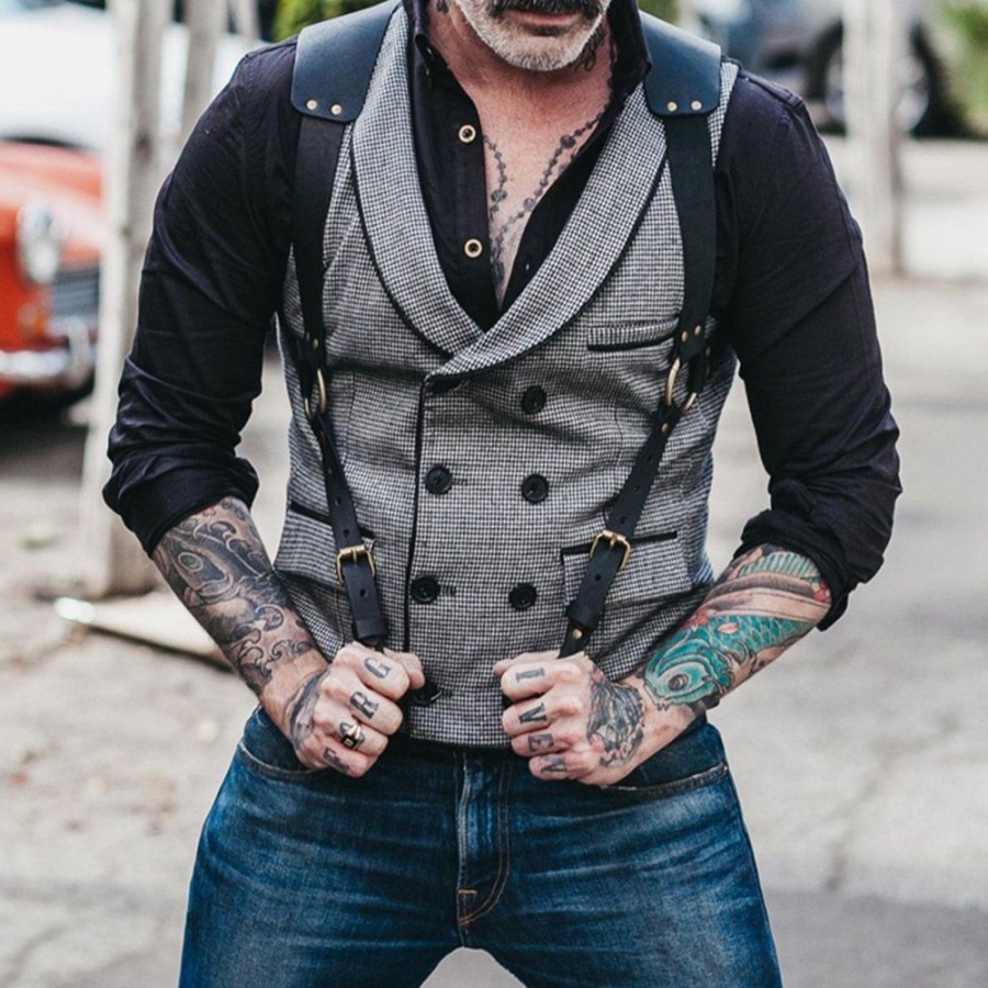 Men ericdress | Ericdress Button Color Block Spring Double-Breasted Waistcoat