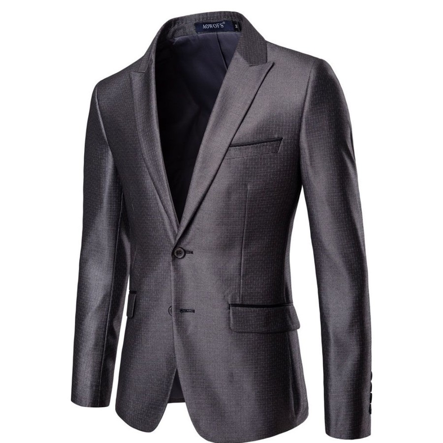 Men ericdress | Ericdress Plain Blazer & Pants Mens Casual Dress Suit Gray