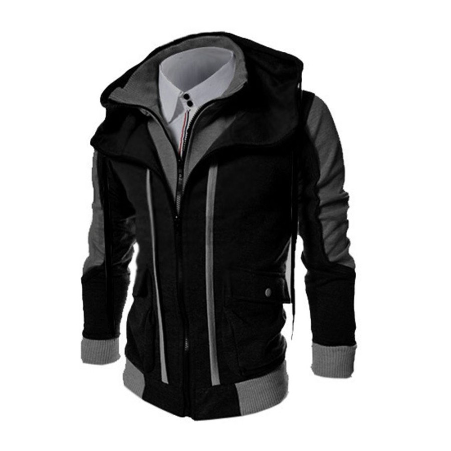 Men ericdress | Ericdress Color Block Double-Layer Zipper Korean Zipper Casual Jacket