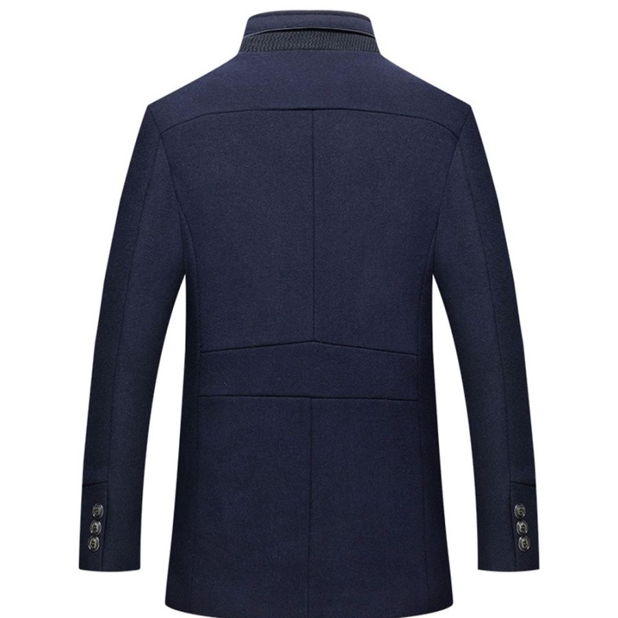 Men ericdress | Ericdress Mid-Length Stand Collar Patchwork Winter Slim Coat