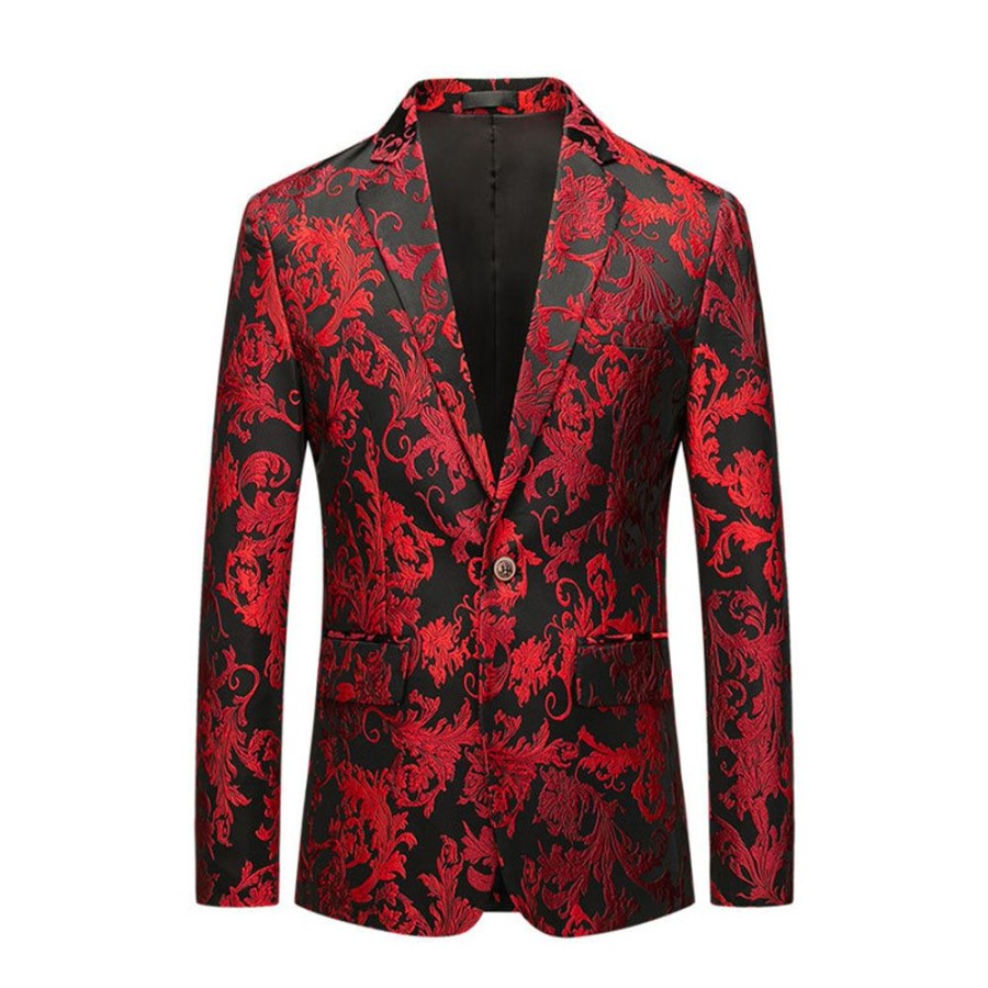 Men ericdress | Ericdress Casual Slim One Button Slim Men'S Leisure Blazers Red