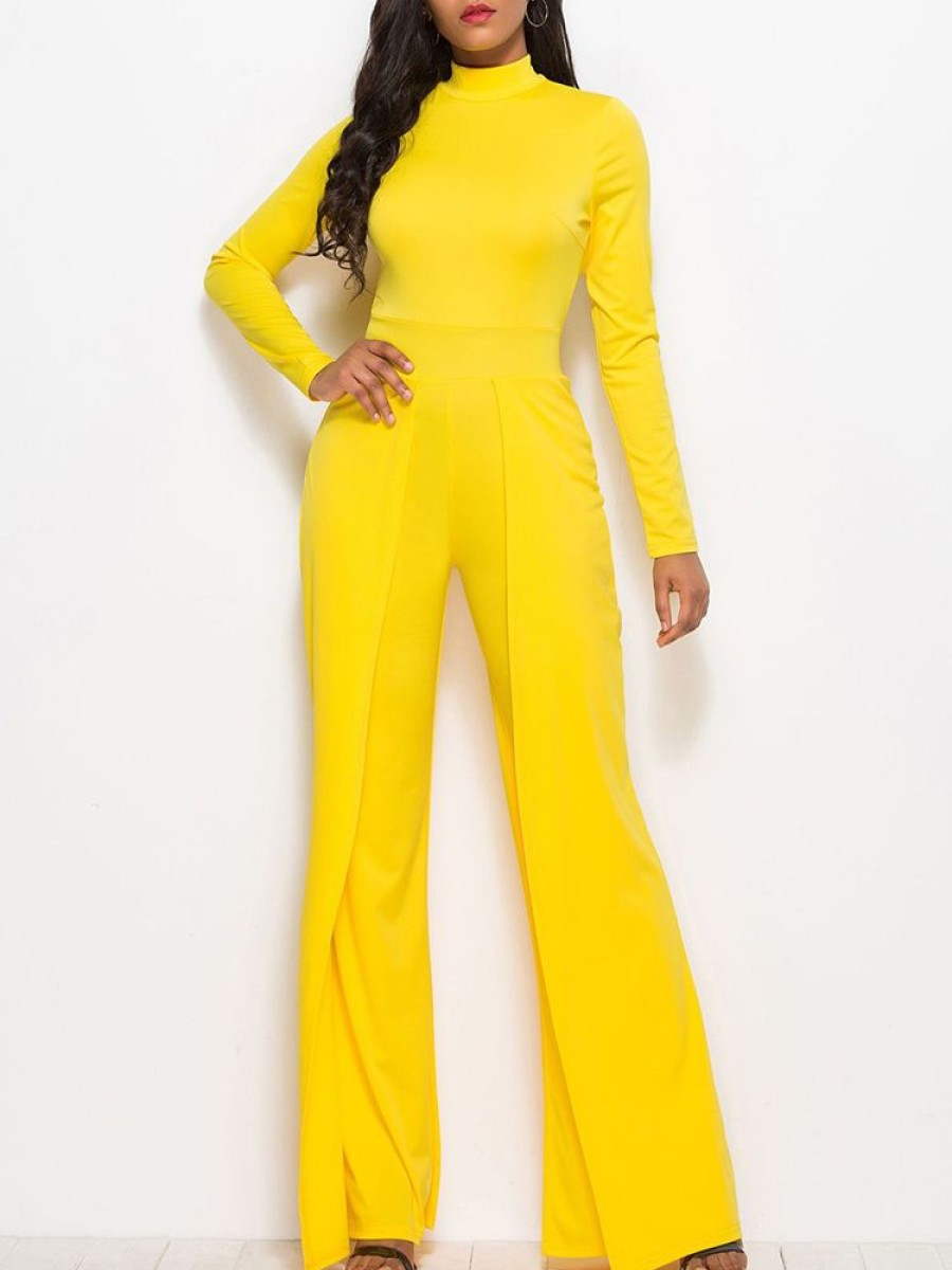 Women ericdress | Ericdress Plain Wide Leg Women'S Jumpsuit