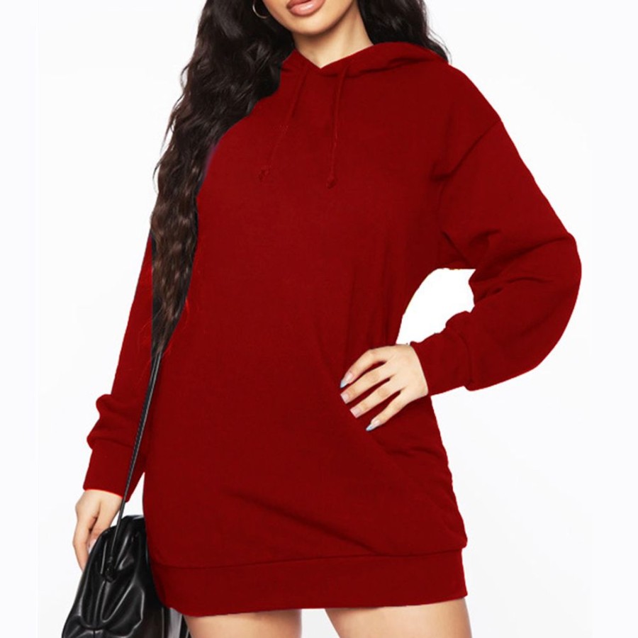 Women ericdress | Ericdress Plain Long Sleeve Mid-Length Regular Hoodie