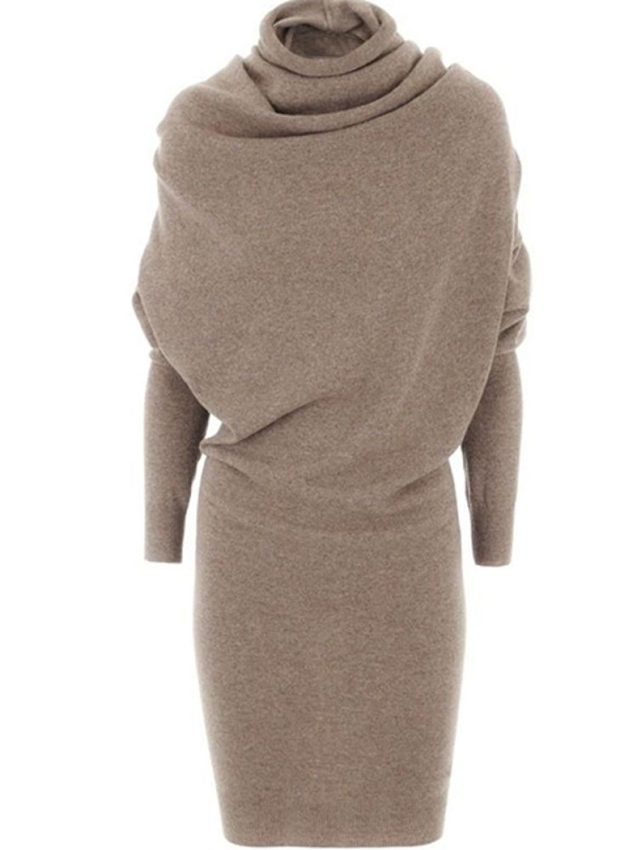 Women ericdress | Pure Color Turtleneck Long Sleeve Women'S Sweater Dress