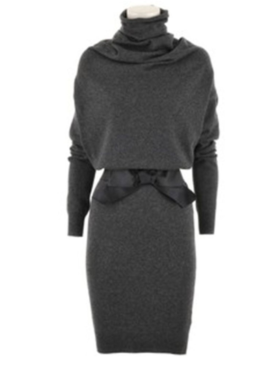 Women ericdress | Pure Color Turtleneck Long Sleeve Women'S Sweater Dress