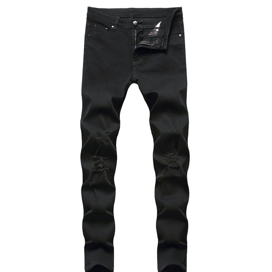 Men ericdress | Ericdress Worn Plain Straight Zipper European Men'S Jeans