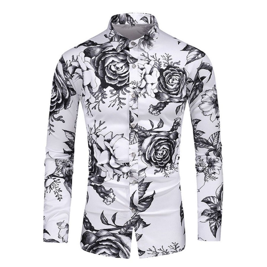 Men ericdress | Ericdress Fashion Print Color Block Lapel Slim Men'S Shirt