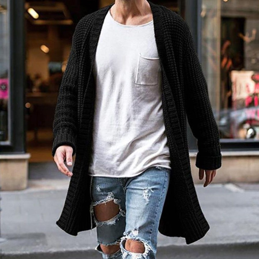 Men ericdress | Ericdress Mid-Length Plain V-Neck Loose Casual Sweater