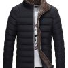 Men ericdress | Stand Collar Thicken Warm Zipper Plain Men'S Winter Coat