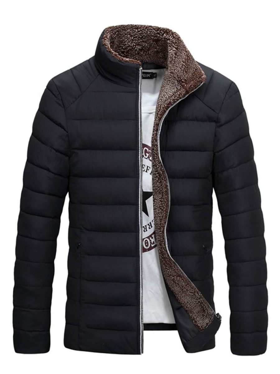 Men ericdress | Stand Collar Thicken Warm Zipper Plain Men'S Winter Coat