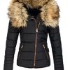 Women ericdress | Faux Fur Collar Zipper Patchwork Women'S Overcoat Black