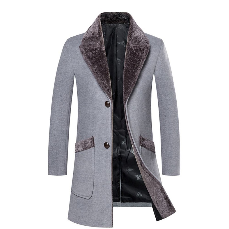 Men ericdress | Ericdress Lapel Pocket Mid-Length Korean Winter Coat