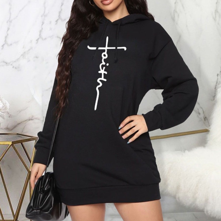 Women ericdress | Ericdress Print Hooded Mid-Length Hoodie