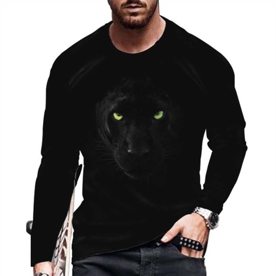 Men ericdress | Ericdress Casual Round Neck Print Long Sleeve Fashion Slim T-Shirt