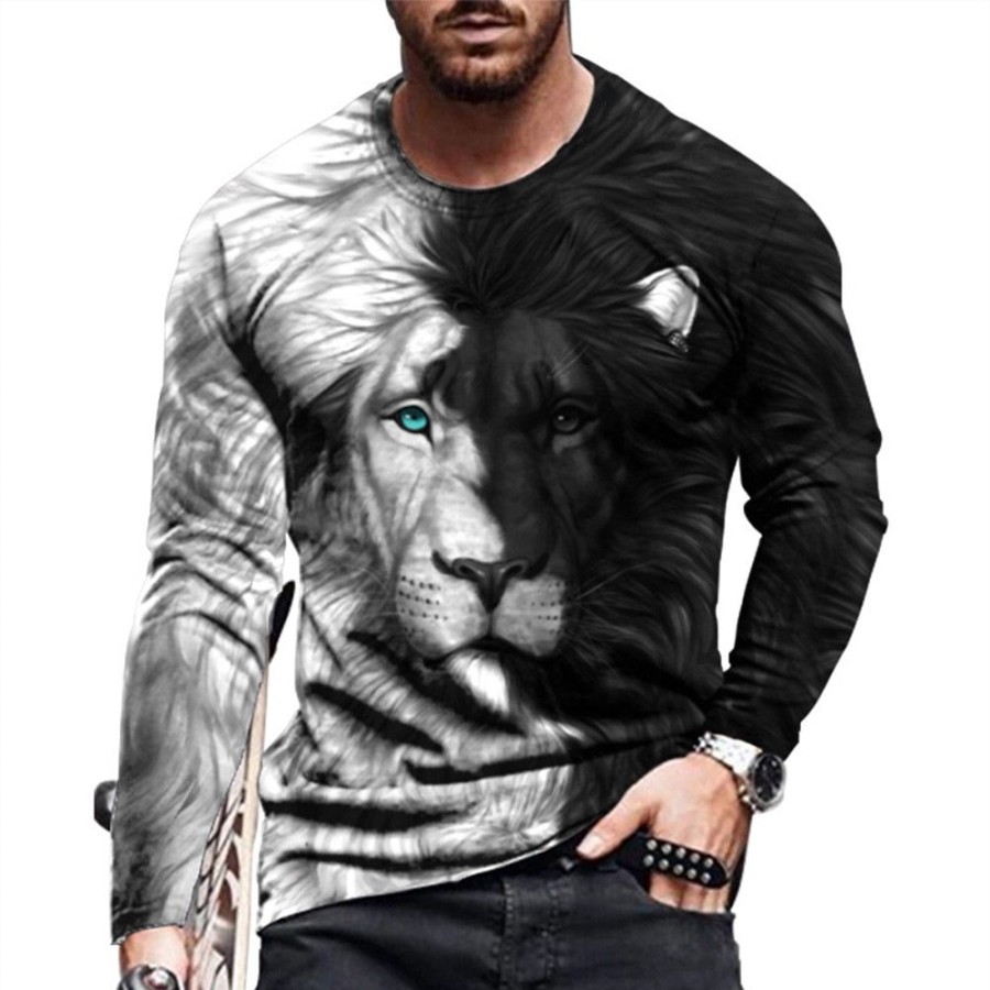 Men ericdress | Ericdress Casual Round Neck Print Long Sleeve Fashion Slim T-Shirt