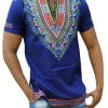 Men ericdress | Ericdress African Fashion Dashiki Print V-Neck Mens Straight T-Shirt Royal Blue