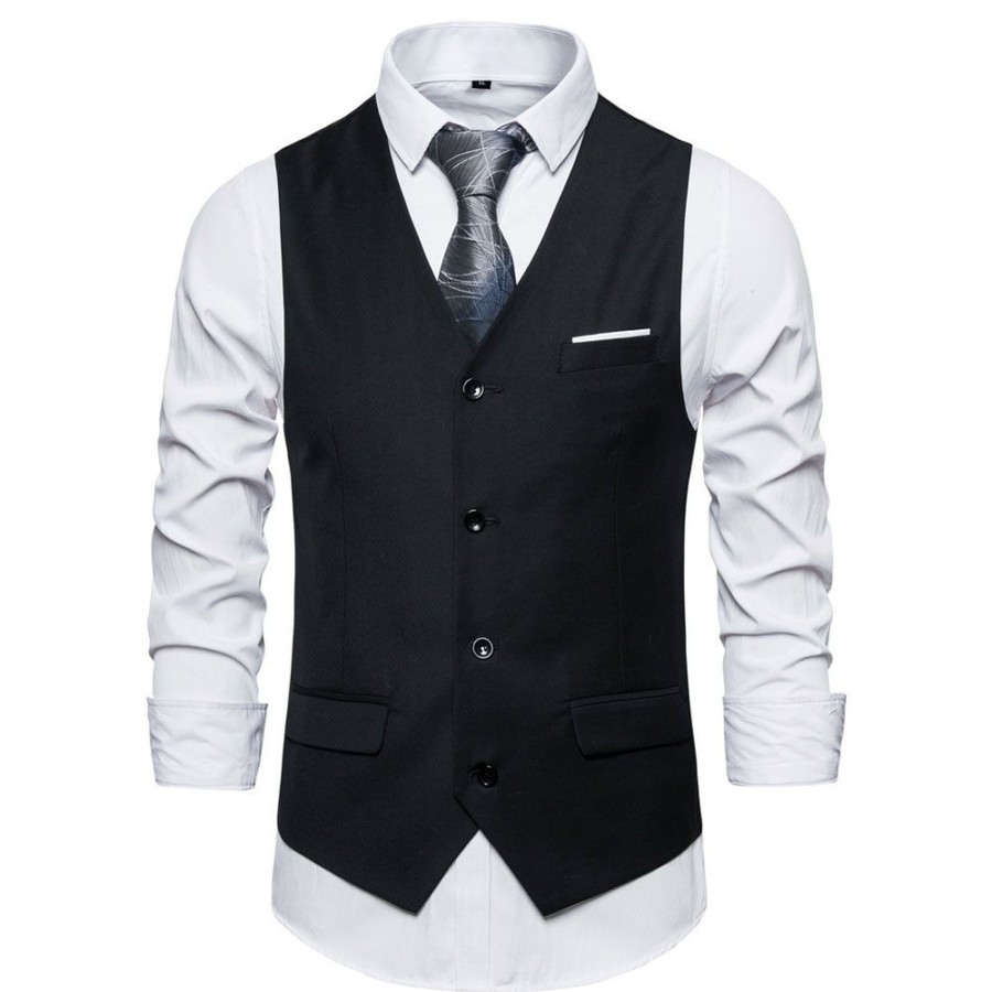 Men ericdress | Ericdress Button Plain Men'S Formal Waistcoat