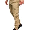 Men ericdress | Ericdress Cargo Pants Plain Lace Up Pocket Mens Casual Pants