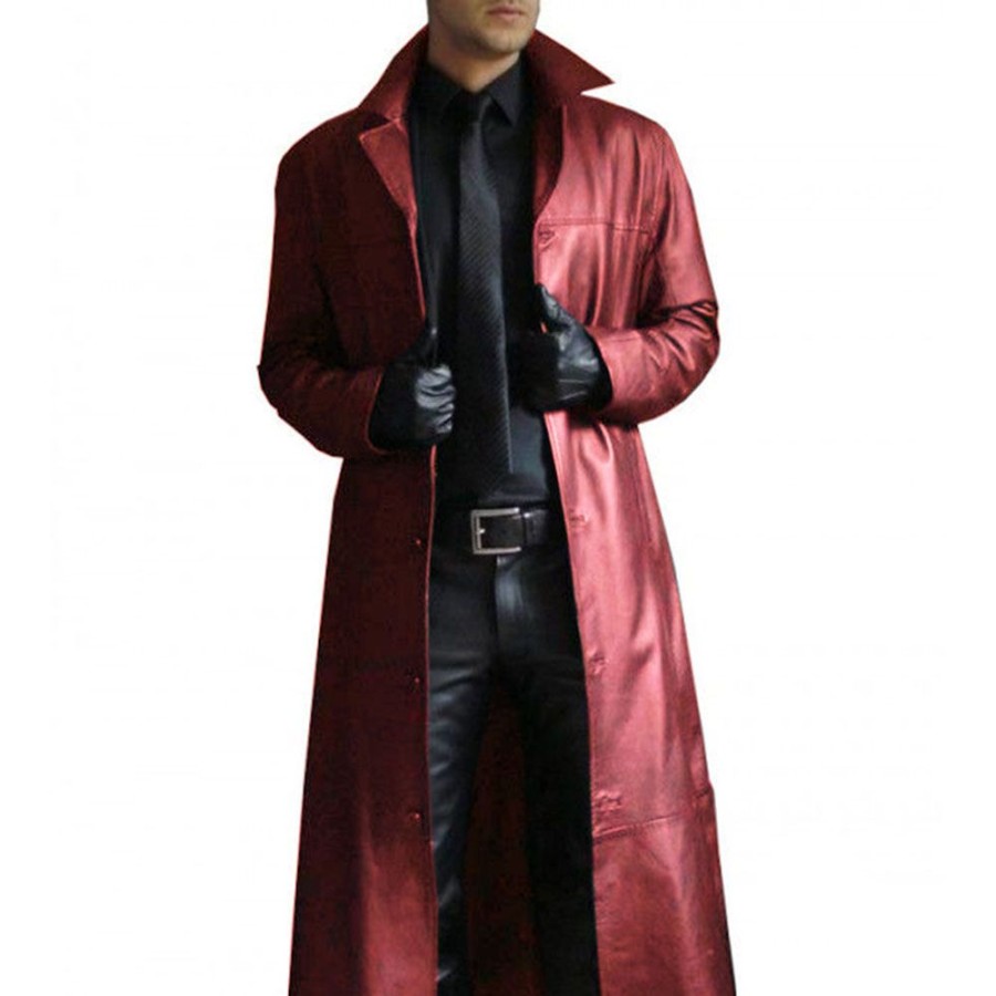 Men ericdress | Ericdress Long Lapel Plain Single-Breasted Men'S Slim Leather Jacket