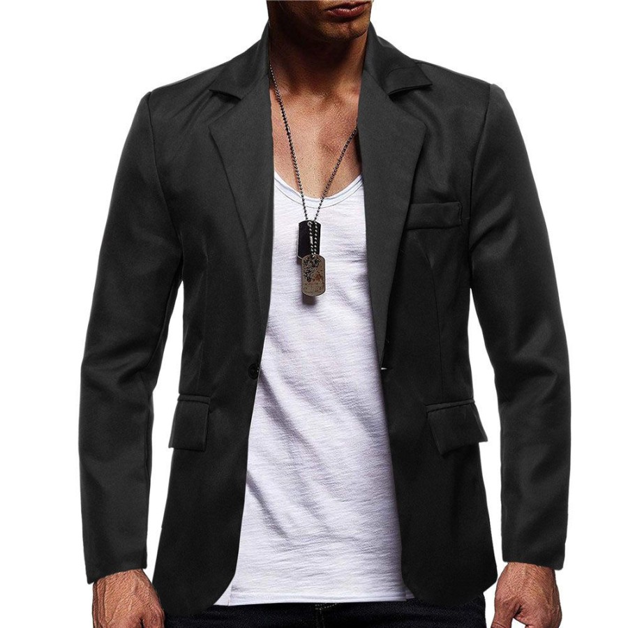 Men ericdress | Ericdress Notched Lapel Slim One Button Men'S Leisure Blazer