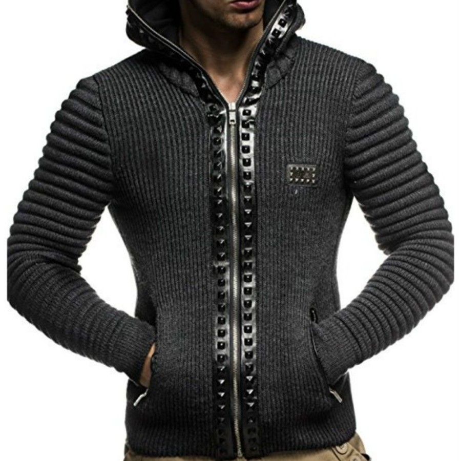 Men ericdress | Ericdress Standard Hooded Patchwork Zipper Winter Sweater