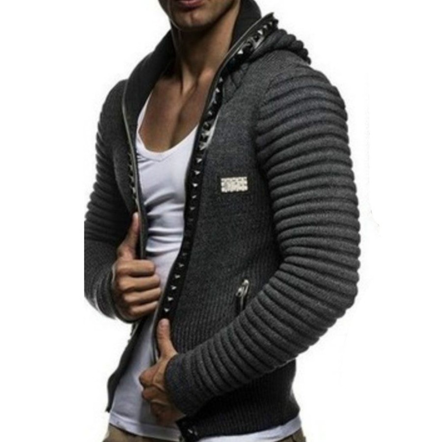 Men ericdress | Ericdress Standard Hooded Patchwork Zipper Winter Sweater