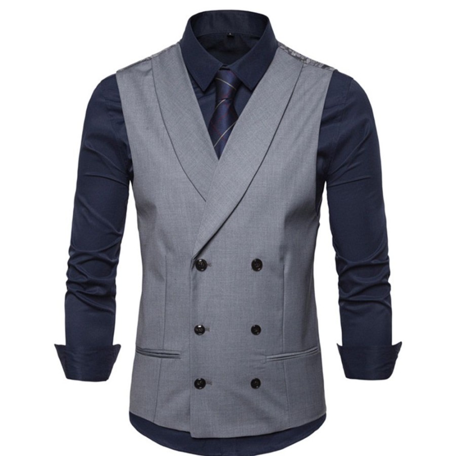 Men ericdress | Ericdress Plain Double-Breasted Men'S Waistcoat