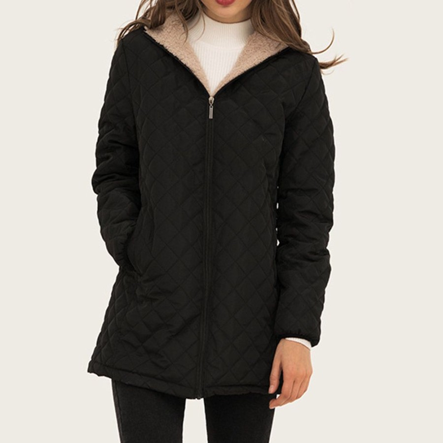 Women ericdress | Ericdress Slim Zipper Mid-Length Women'S Cotton Padded Jacket