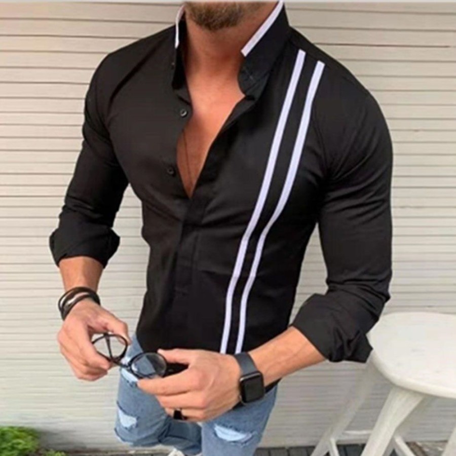 Men ericdress | Ericdress Button Casual Slim Single-Breasted Men'S Shirt