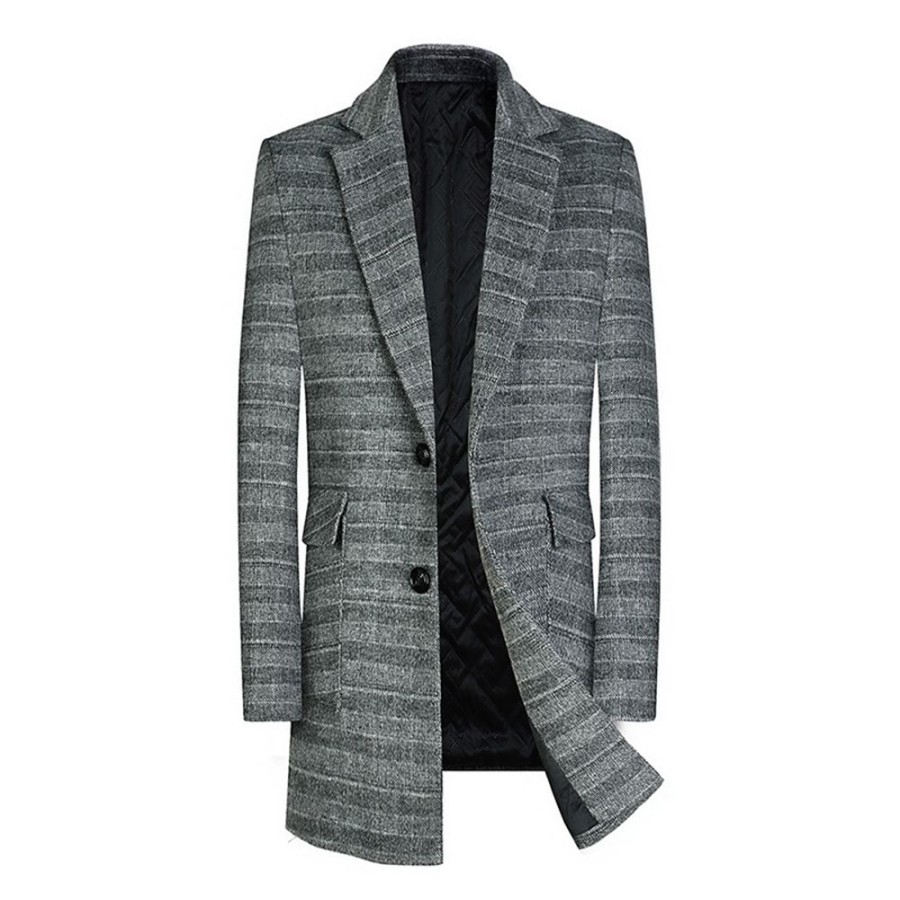 Men ericdress | Ericdress Mid-Length Stripe Winter Casual Coat