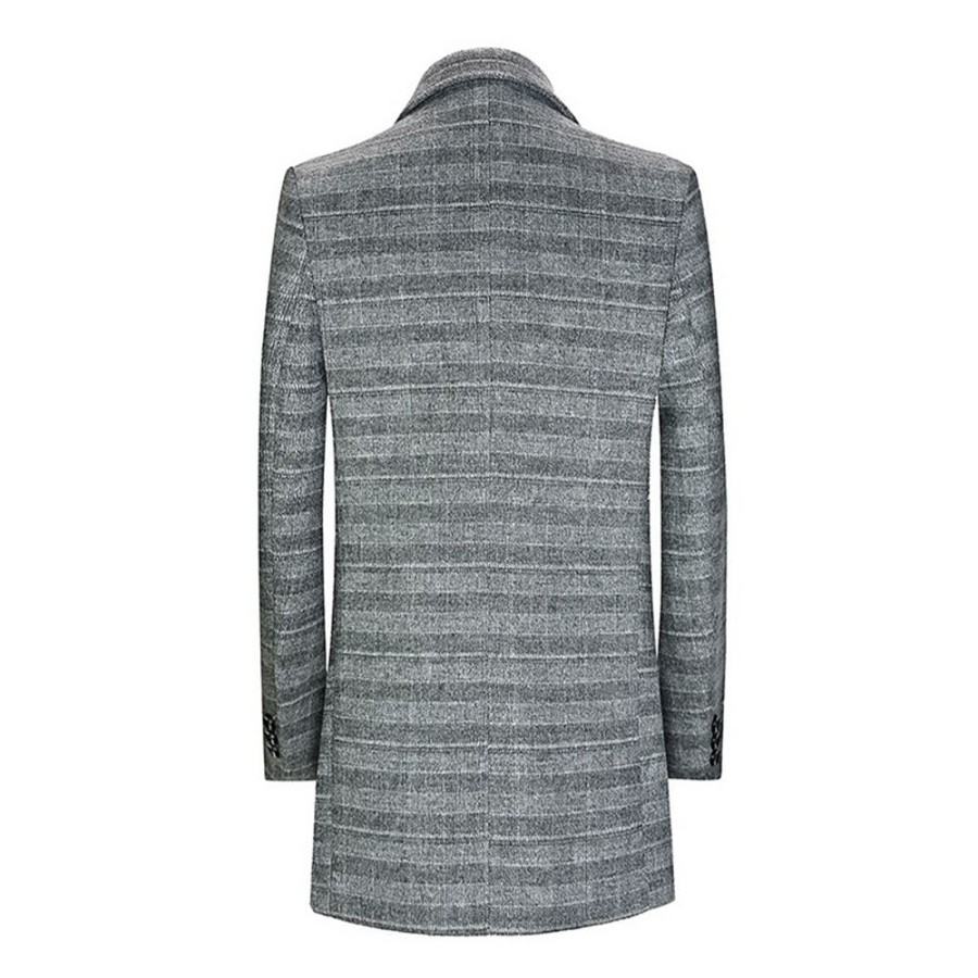 Men ericdress | Ericdress Mid-Length Stripe Winter Casual Coat