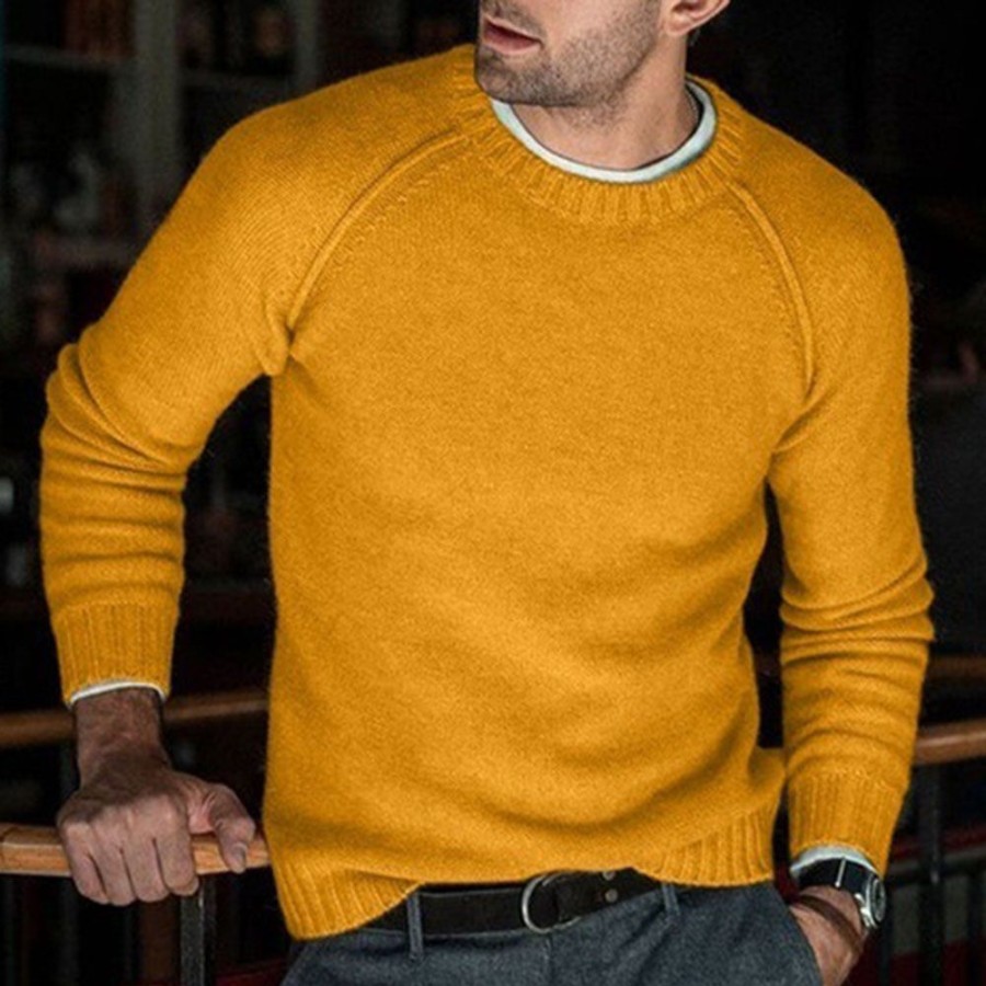 Men ericdress | Ericdress Standard Plain Round Neck Loose Men'S Casual Sweater