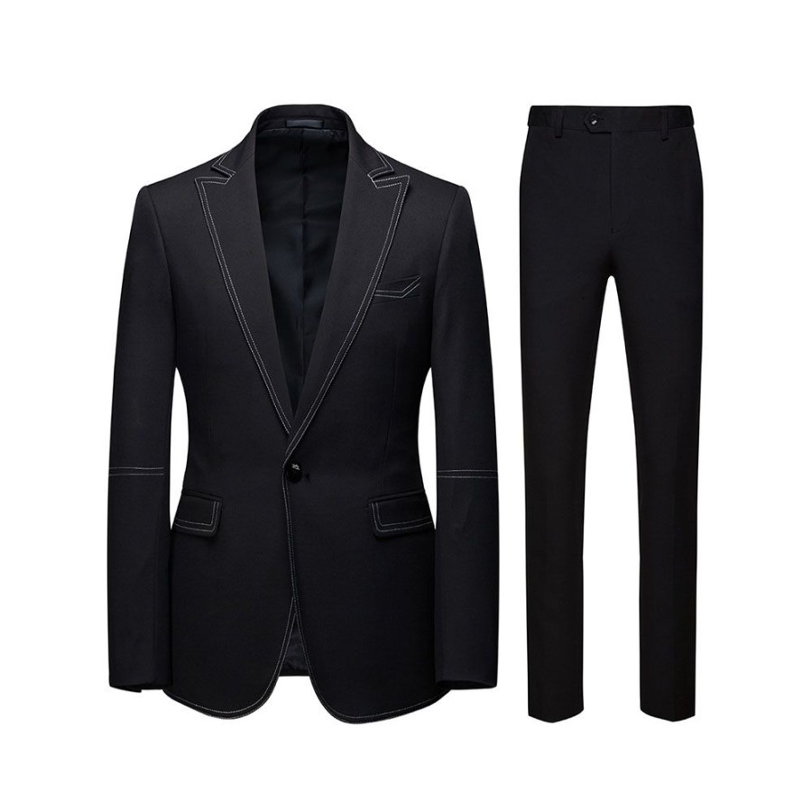 Men ericdress | Ericdress Color Block One Button Zipper Mens Dress Suit