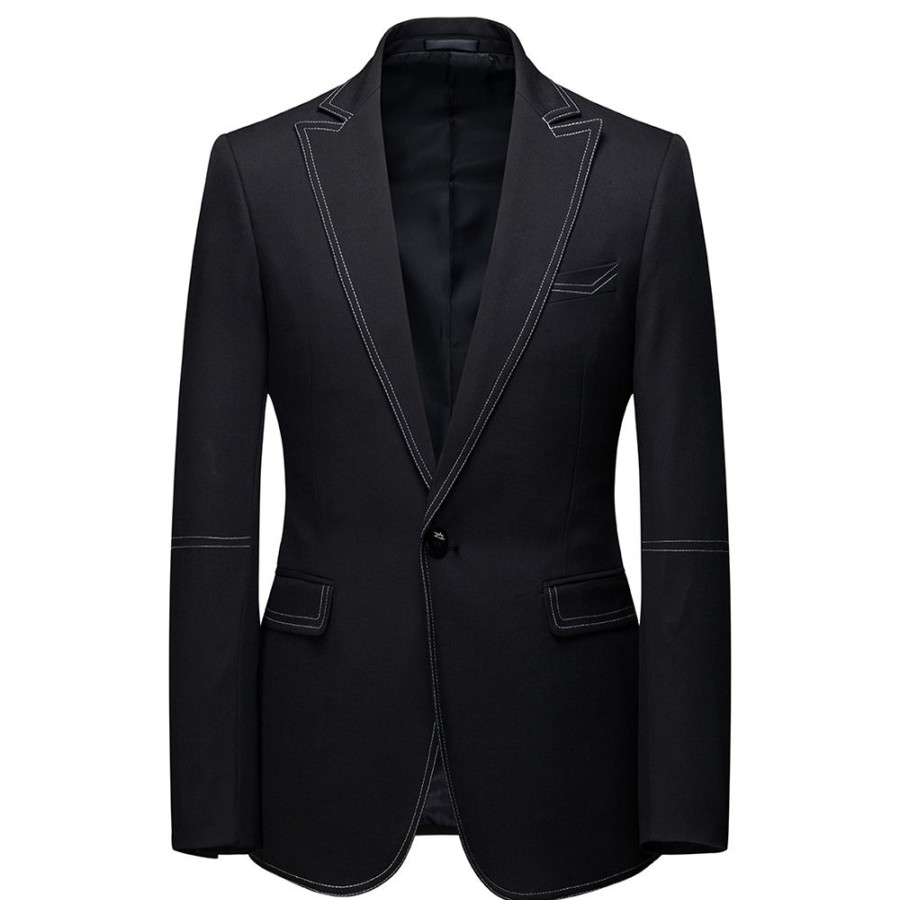 Men ericdress | Ericdress Color Block One Button Zipper Mens Dress Suit