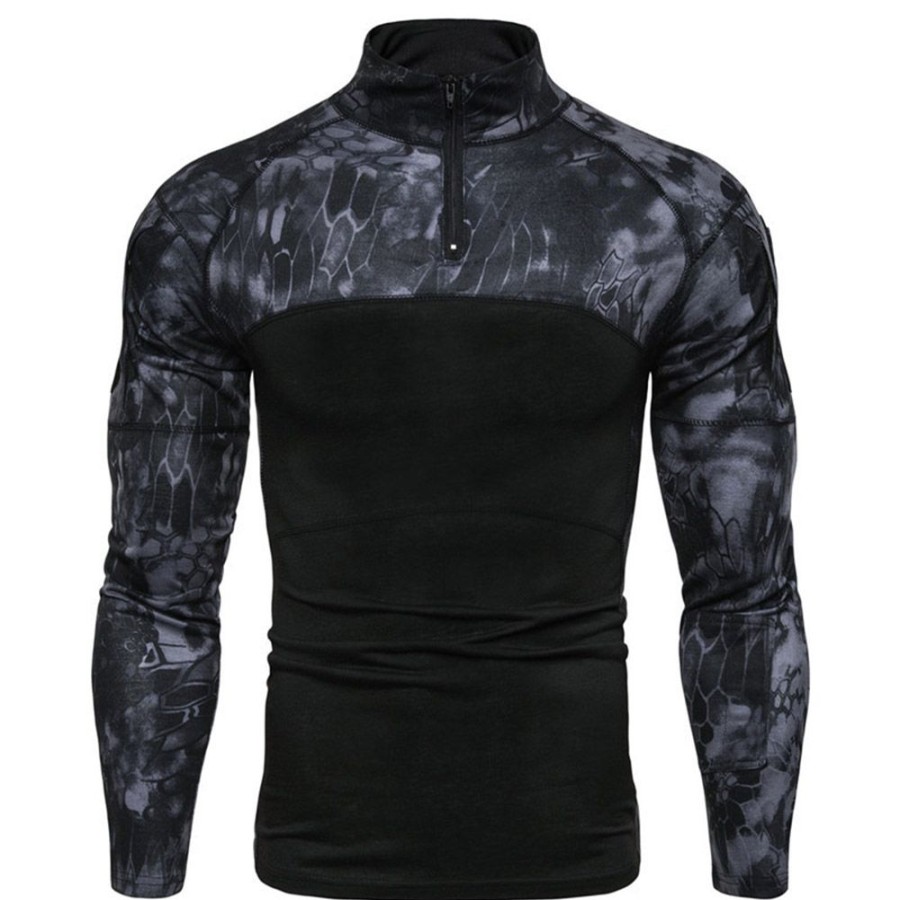 Men ericdress | Ericdress Camouflage Casual Stand Collar Men'S Slim Long Sleeve T-Shirt