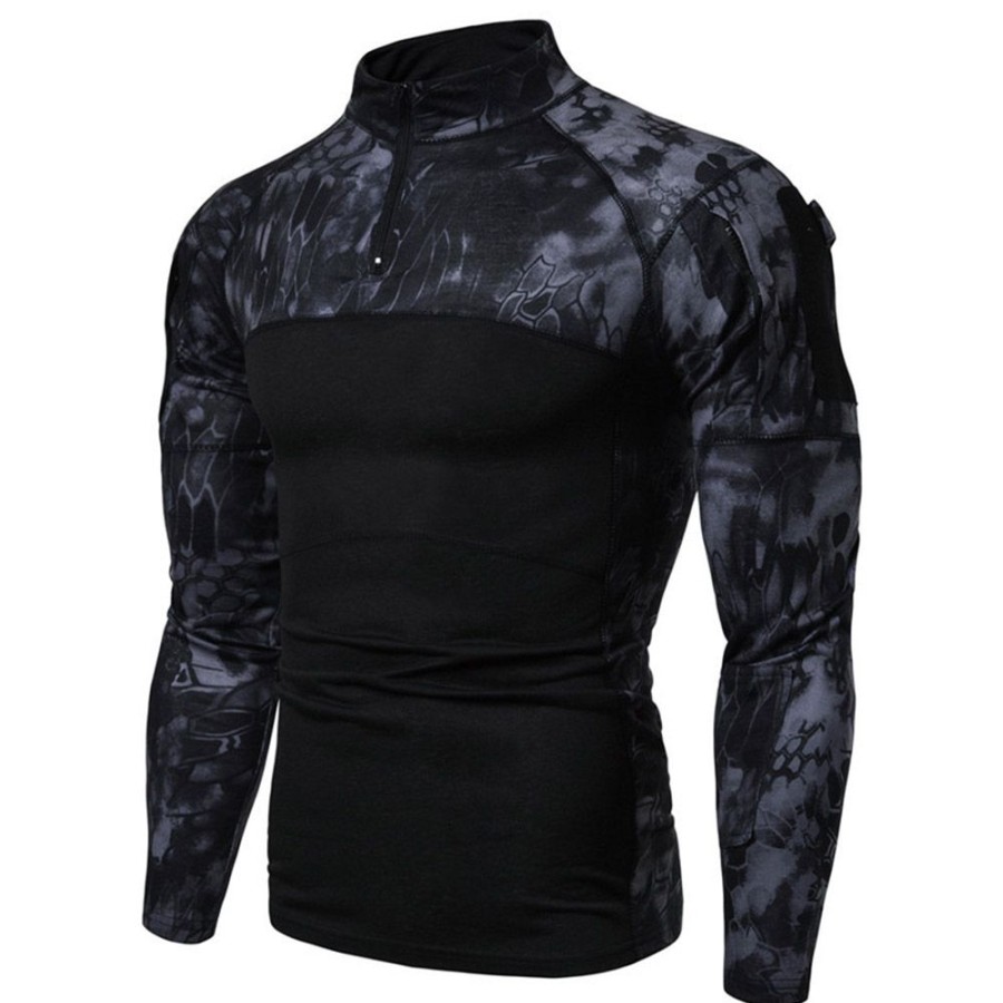 Men ericdress | Ericdress Camouflage Casual Stand Collar Men'S Slim Long Sleeve T-Shirt