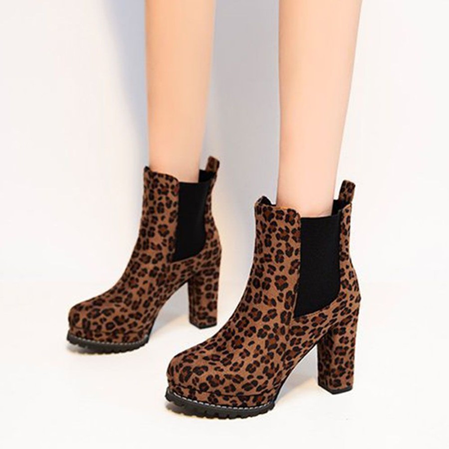 Boots ericdress | Ericdress Slip-On Round Toe Chunky Heel Pu Boots