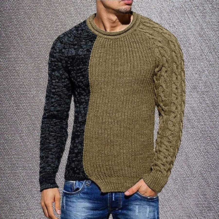 Men ericdress | Ericdress Patchwork Standard Color Block European Slim Sweater