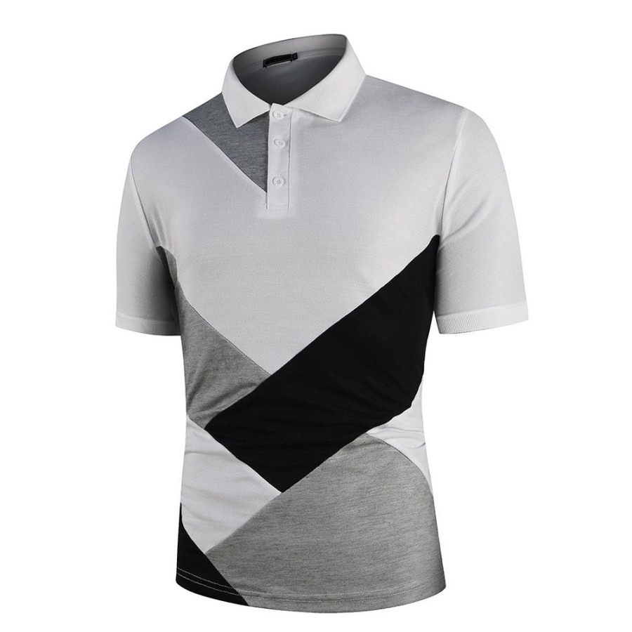 Men ericdress | Ericdress Patchwork Color Block England Polo Shirt