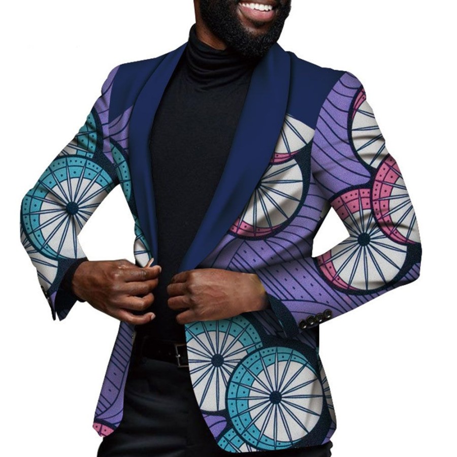 Men ericdress | Ericdress Slim One Button Print Men'S Leisure Blazer