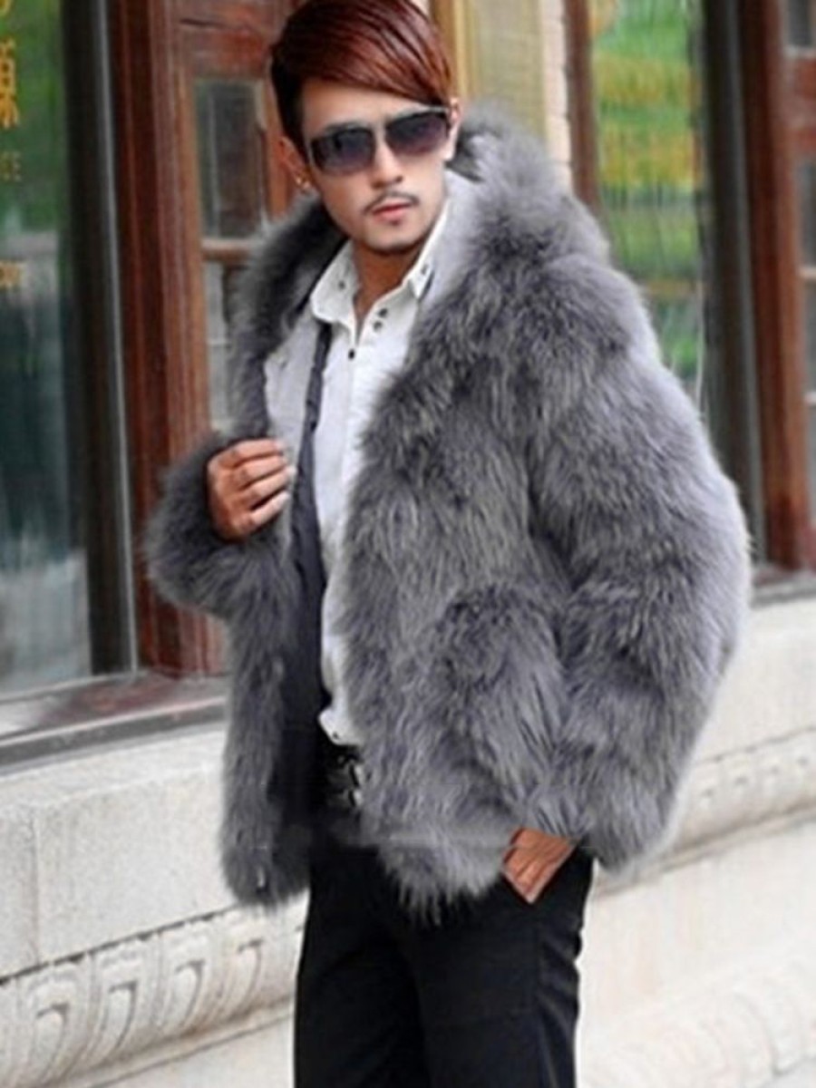 Men ericdress | Ericdress Plain Fur Hooded Thicken Warm Vogue Men'S Winter Coat