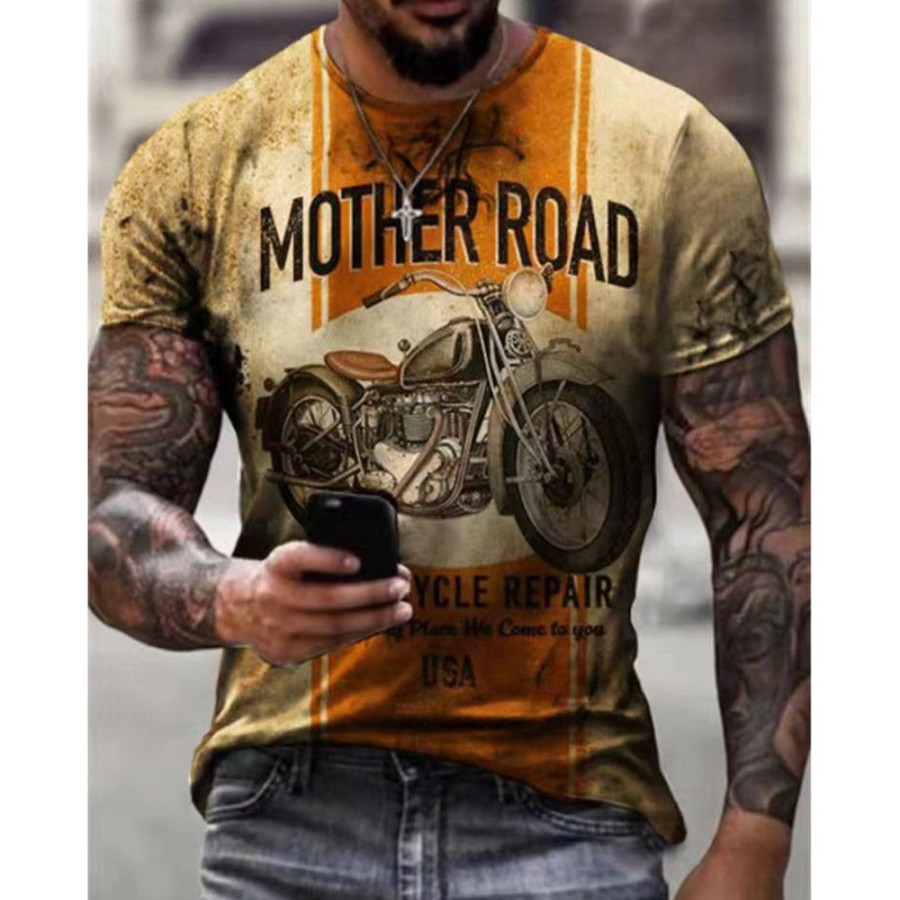 Men ericdress | Ericdress European Round Neck Print Short Sleeve Slim T-Shirt