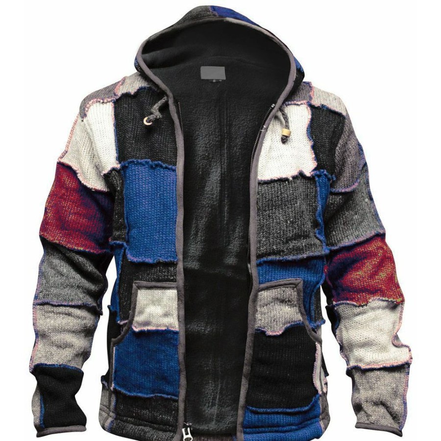 Men ericdress | Hooded Color Block Patchwork Straight Men'S Jacket Black